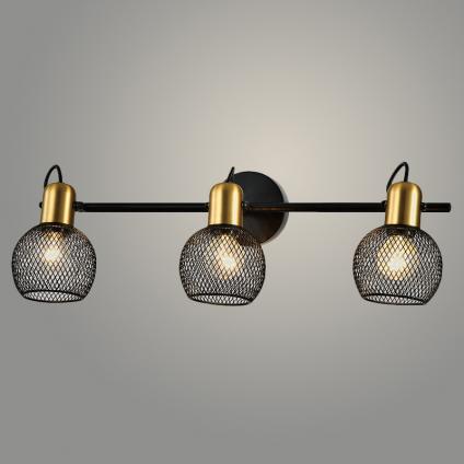 Спот 22750/3 BK+BRASS черный+латунь 3x40W E14 h130, 24